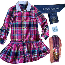 Ralph Lauren Madras Plaid Polo Dress Kids Sz 6