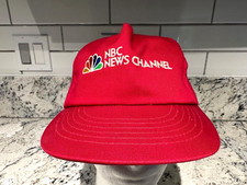 NBC NEWS CHANNEL Vintage Red Adjustable Hat Cap TV Peacock Adult Made in USA