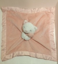 Carter's Pink Kitty Cat Baby Lovey Lovie Satin Trim Super Soft Security Blanket