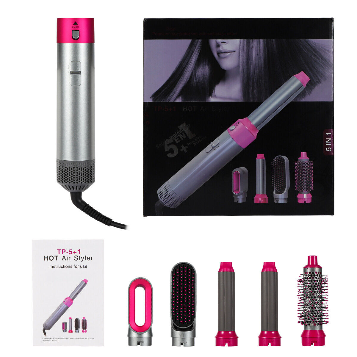 5-In-1 Blow Air Haarstyler Lockenwickler Bürste Haartrockner Air Wrap Curling DE