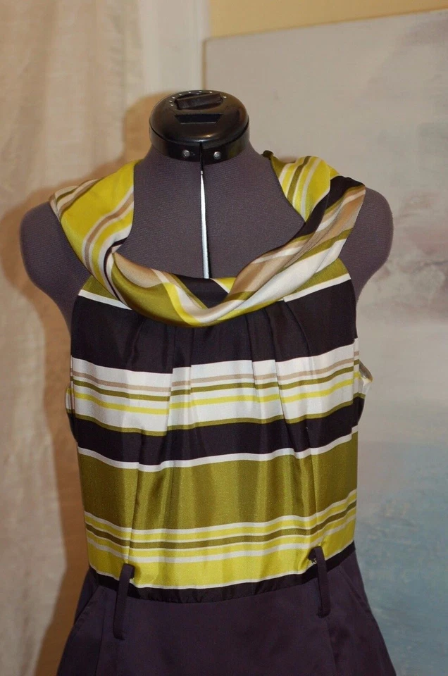 Vestido de trabajo para mujer Milly of New York seda/algodón amarillo negro sin mangas talla 6 Foto 2 de 4