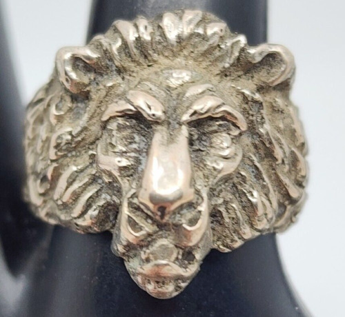 Vintage Sterling Silver 925 Lions Head Ring Size 8 - image 1