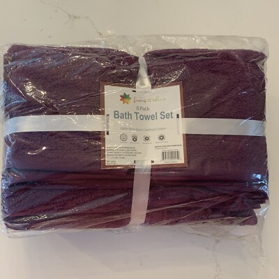 Living Fashions 8 Pack Towel Set in Purple NEW