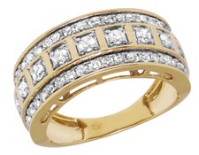 Men's 10k Yellow Gold Genuine Diamonds Wedding Engagement Band Ring 1.50ct 10MM