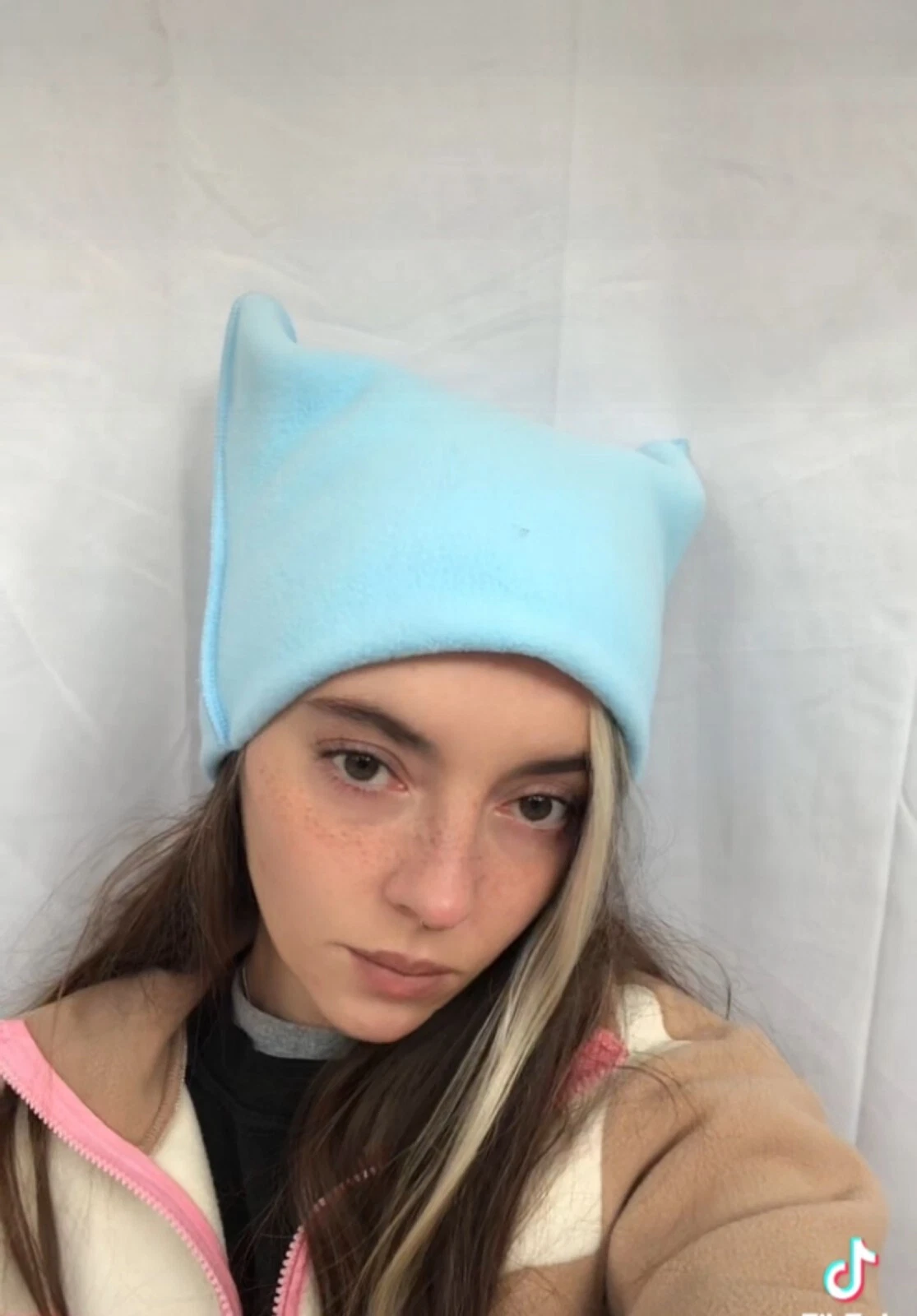 Women's beanie hat with ears fleece warm winter cat devil