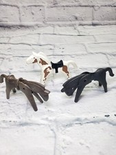 Lot of 3 Vintage 1974 Geobra Playmobil Horses Brown Black Paint
