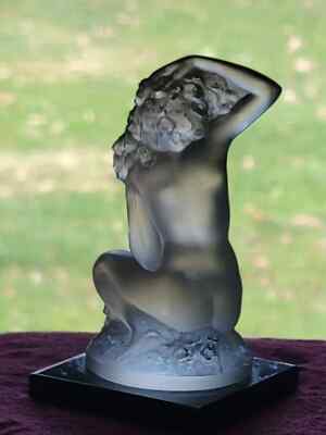 Vintage Lalique France Crystal Floreal Nude with Flowers Figurine