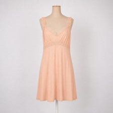 Fairy Lace Babydoll Mini Slip Dress Size S Peach Pink Stretch Coquette Lingerie