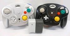 2 Wireless Controllers for Nintendo Game Cube Old Skool Silver and Black