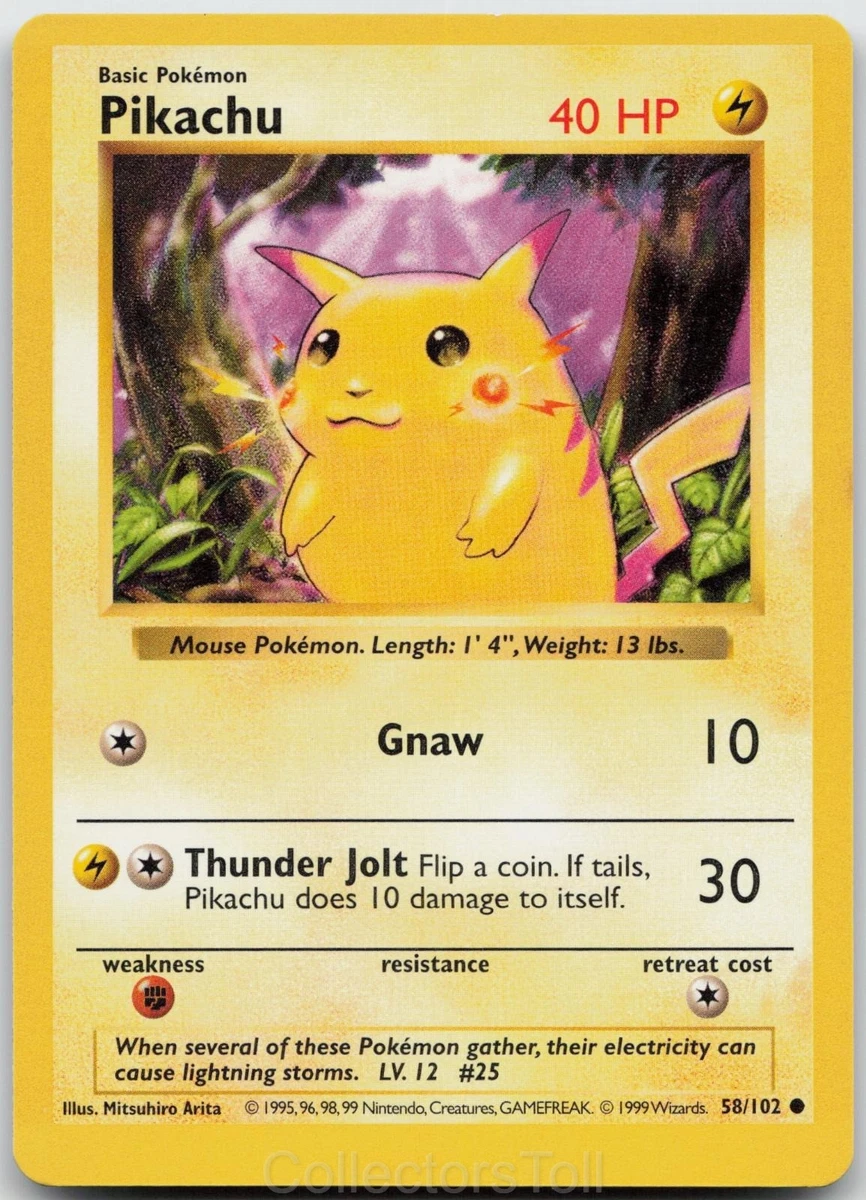 Pikachu Pokémon TCG Individual Trading Card Games Base Set in