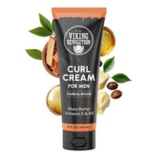 Curl Cream for Men - Sandalwood Styling Cream with Vitamin E B5, 8fl oz
