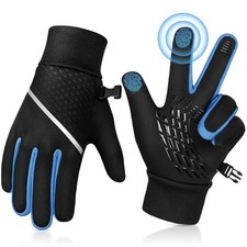 Winter Warm Running Kids Gloves - Cold Weather L 10-12 years Blue/Black