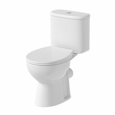 Close Coupled Rimless Toilet Ceramic WC Bathroom Pan Cistern & Soft Close Seat