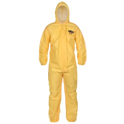 Lakeland ChemMax Coverall Chemical Suit, Yellow, Hood, Elastic, Wrist/Ankle 2XL - product listing photo