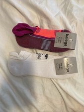 2 New Balega UltraGlide No Show Running Socks - Whit/Black Purple/pink/Blue LG