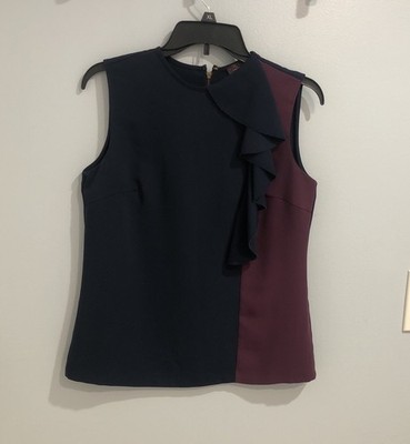 The Limited - Women Size Small- Sleeveless Navy Blue Round Neck Top Blouse