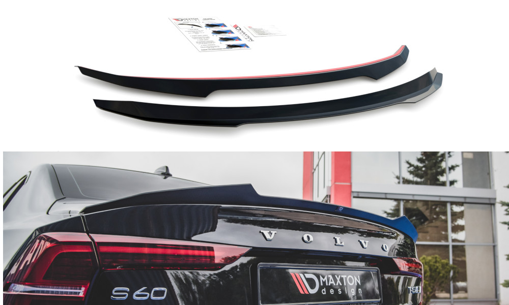 Spoiler cap Maxton de coffre pour Volvo S60 R-Design, aérodynamisme en noir brillant