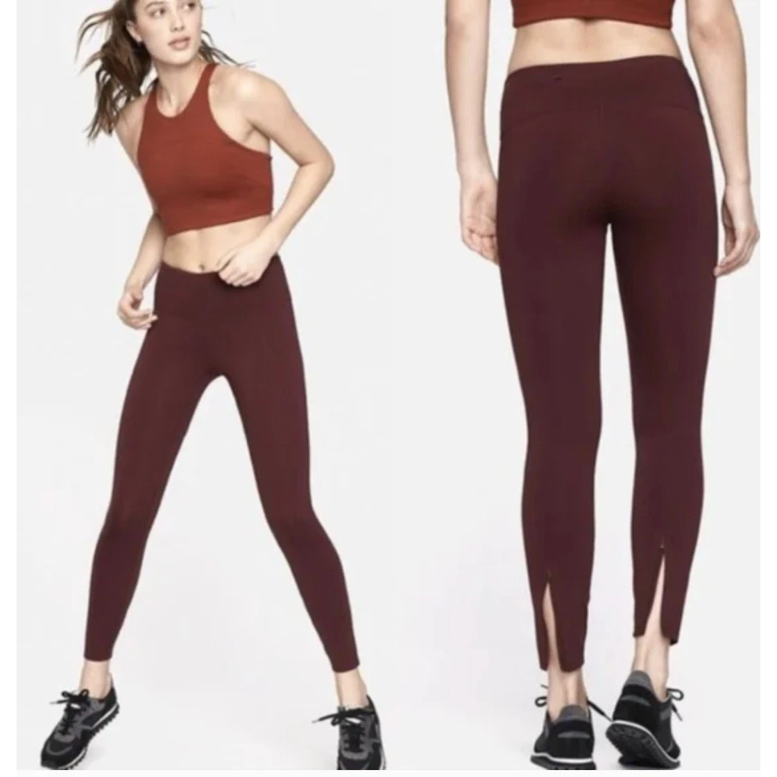 Outdoor Voices Sprint Thermal Legging Burgundy w/ Ankle Zip Size Medium