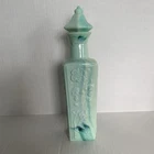 Vintage 1972 Jim Beam Jade And Mint Milk Glass Decanters Floral Pagoda Bottle
