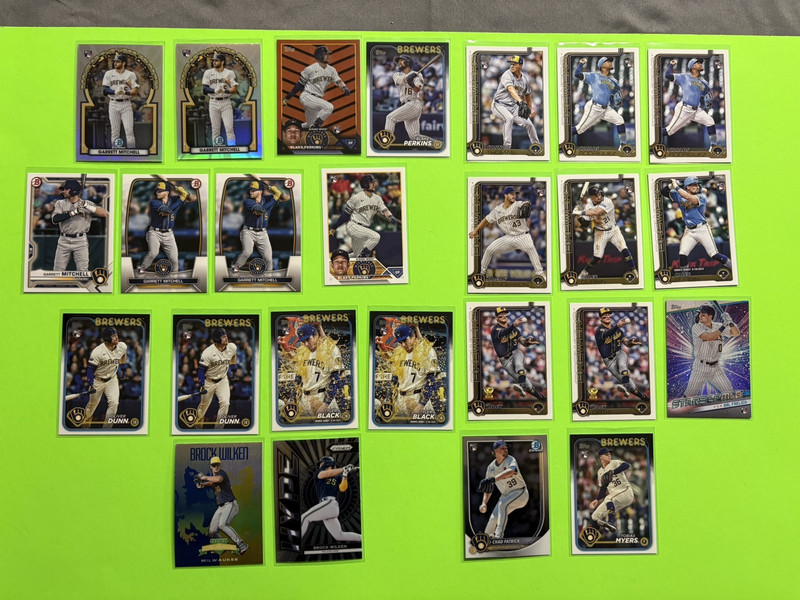 Brewers Mitchell Perkins Dunn Black Wilken Durbin Ortiz Patrick RC's 25 Cards