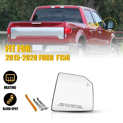 Passenger Right Side Heated Door Mirror Glass for 15-20 FORD F150 w/ Blind Spot