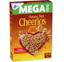 Honey Nut Cheerios, Heart Healthy Gluten Free Breakfast Cereal, Mega Size, 27.2