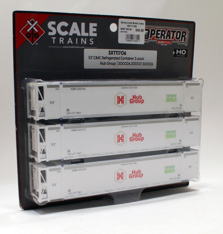 ScaleTrains (3PK) 53' Reefer Containers Hub Group 300034,300107,300236 HO 1/87