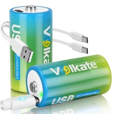 USB Rechargeable Lithium C Batteries 2 Pack