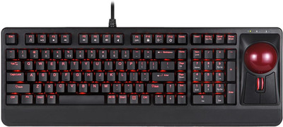 Perixx Periboard-322 Wired Mechanical Trackball Keyboard with 2 Hubs, 2.17 Inch