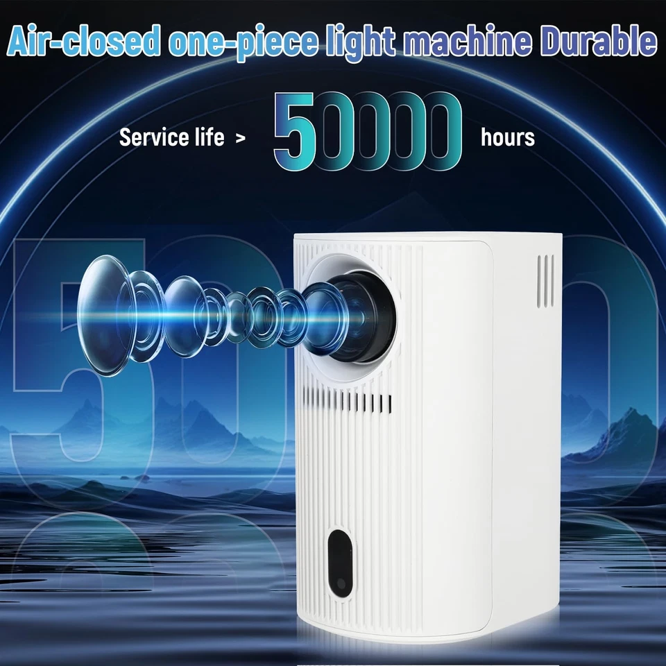 4K Mini Projector Projector 1080P Portable Video Projector WiFi Bluetooth Home Theater - Image 3 of 4