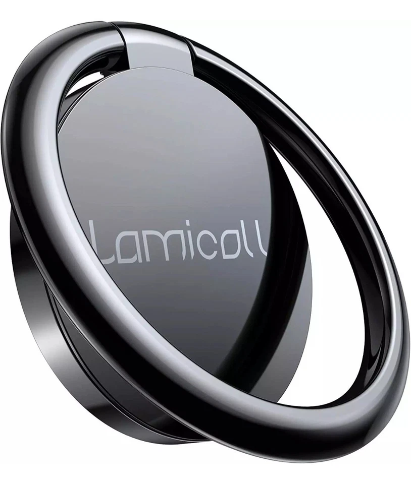 Cell Phone Ring Holder Finger Stand Lamicall Phone Kickstand 360 Rotation Black - Image 2 of 4