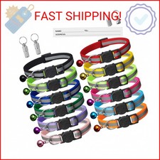 12 Pack Reflective-Breakaway Cat Collars with Bells,Safety Buckle Kitten Collar,