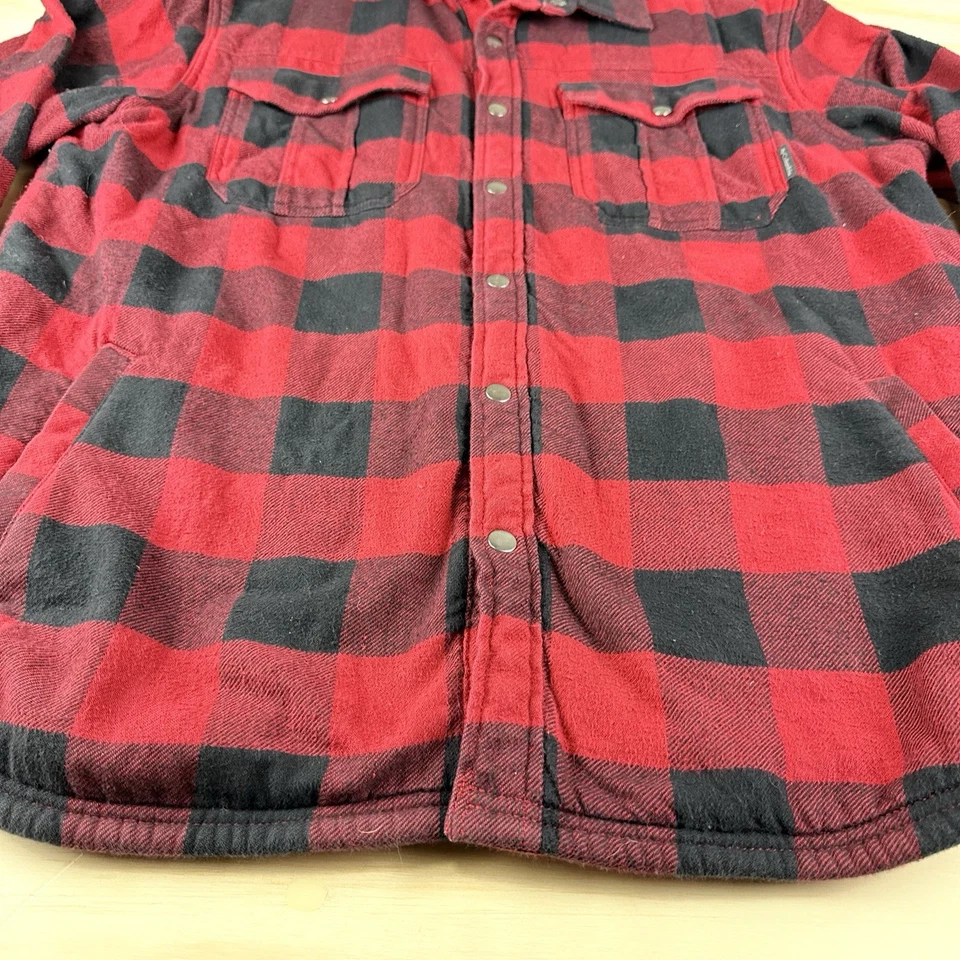 Camisa Columbia Para Hombre Forrada de Vellón L Franela Botón Rojo/Azul Marino Cuadros XL Leñador Foto 2 de 4