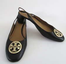 Tory Burch Black Leather Benton Block Heel Slingback Pumps 10 1/2 320