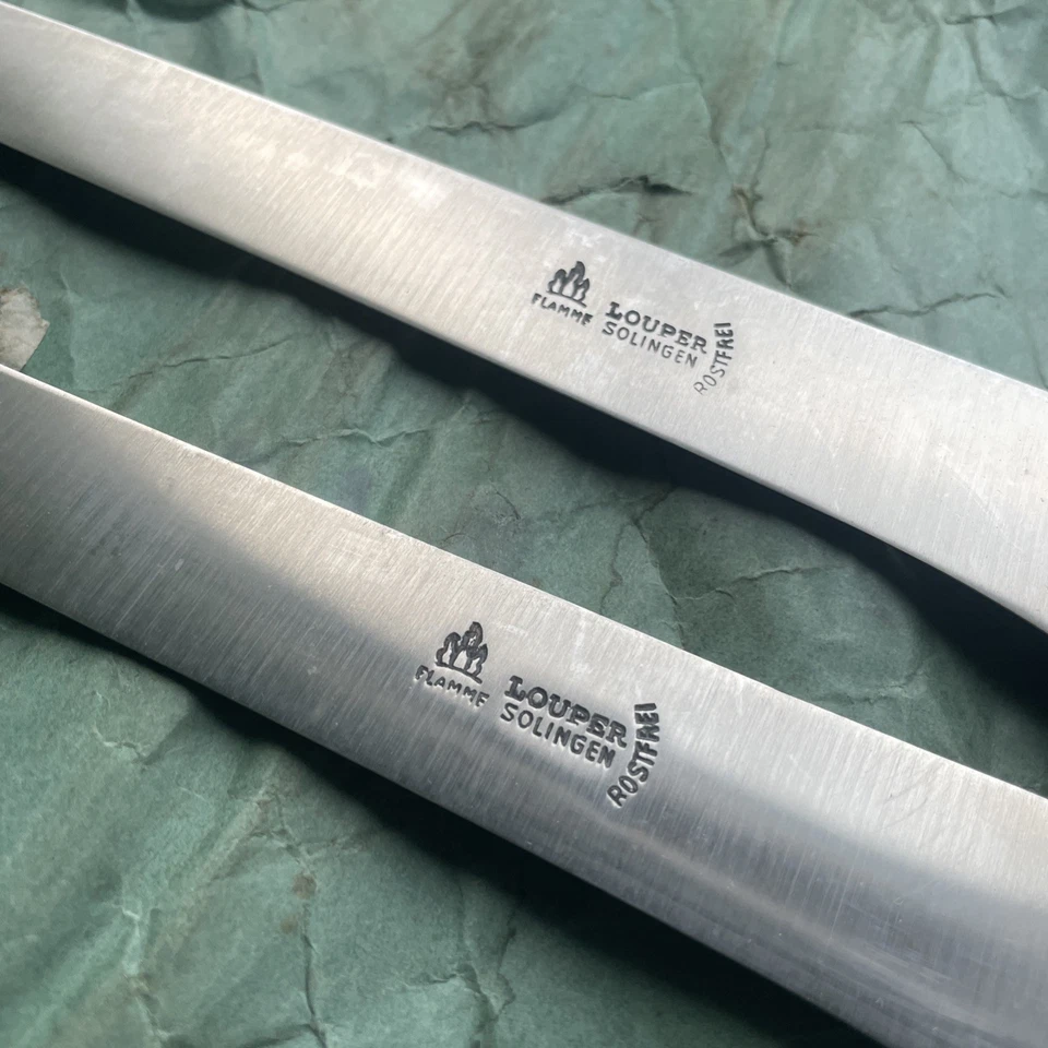 Zwei seltene Vintage-Messer von Louper Solingen, Modell „Flamme“ Neu. - Bild 2 von 4