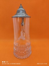 Bierkrug Bierbrauerei Becker 0,4 L Kristall mit Zinndeckel