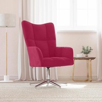 Relaxsessel Samt Weinrot Mit Verstellbarer RüCkenlehne Wohnzimmer Sessel