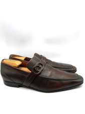 Gucci 181839 Moca Pelle S. Delone Brown Leather Loafers size 44 E