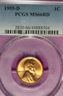 1955 D- PCGS MS66RD LINCOLN WHEAT CENT #B51406