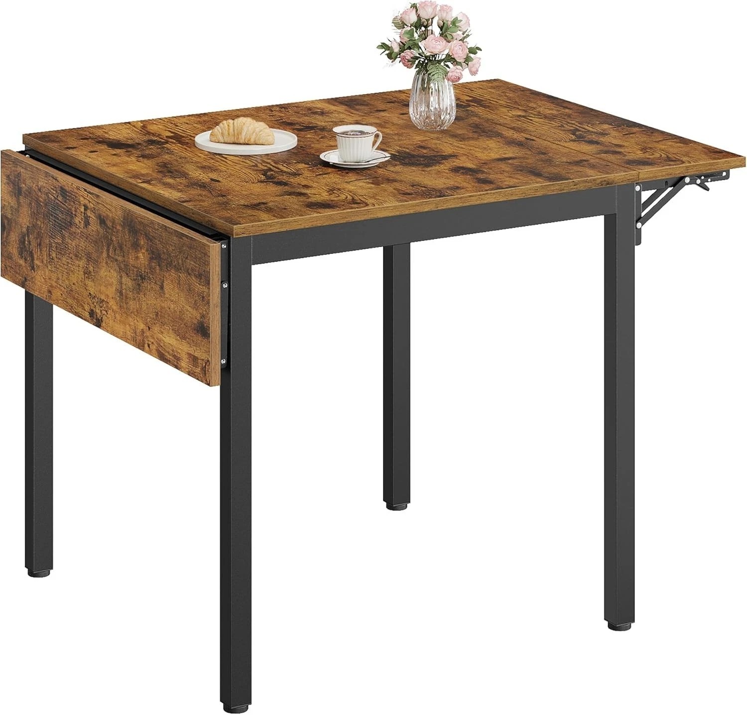 Industrial Drop Leaf Dining Table Extendable Kitchen Small Rustic Metal Folding