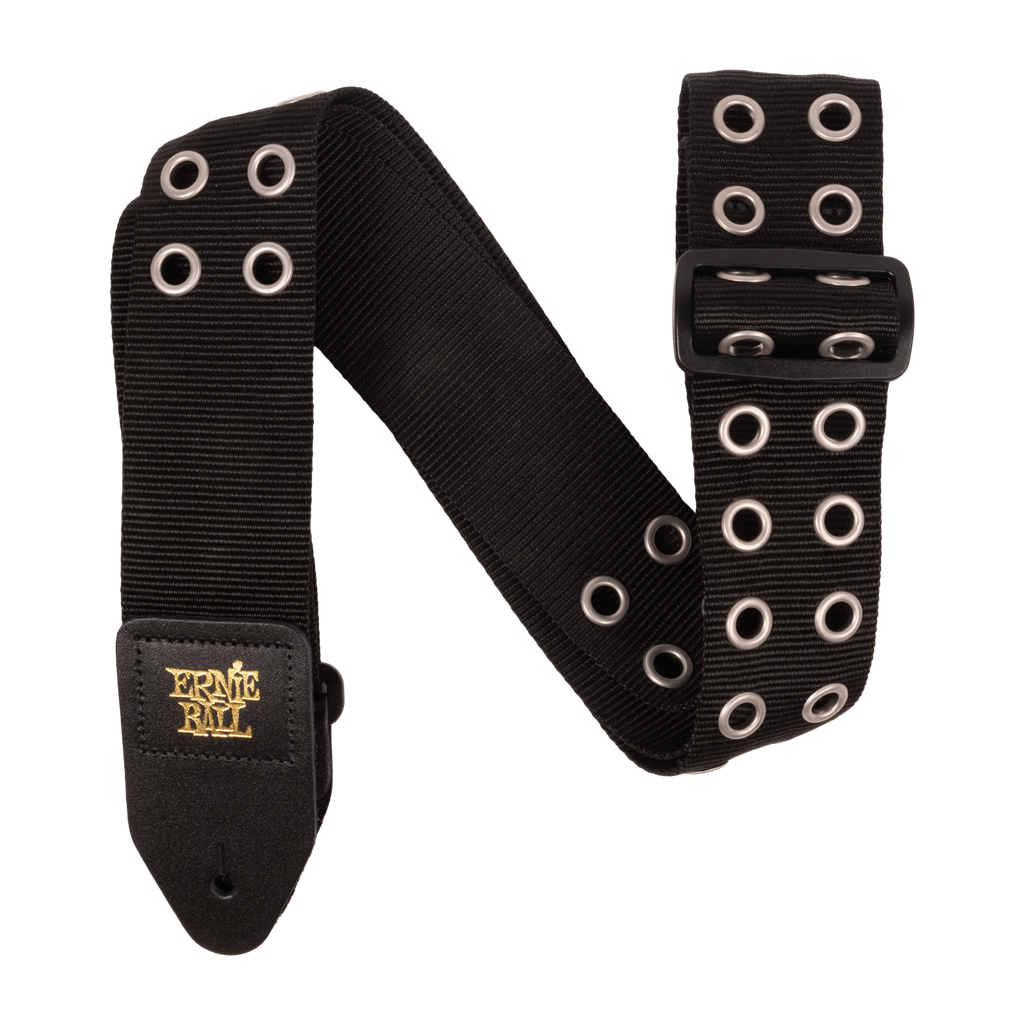 Ernie Ball 5397 Hole Lotta Metal, Silver Button Guitar Strap 100% Genuine