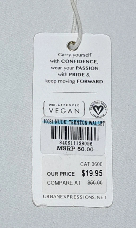 Cartera Urban Expressions Nude Trenton Cremallera Vegana Nueva con Etiquetas Foto 4 de 4