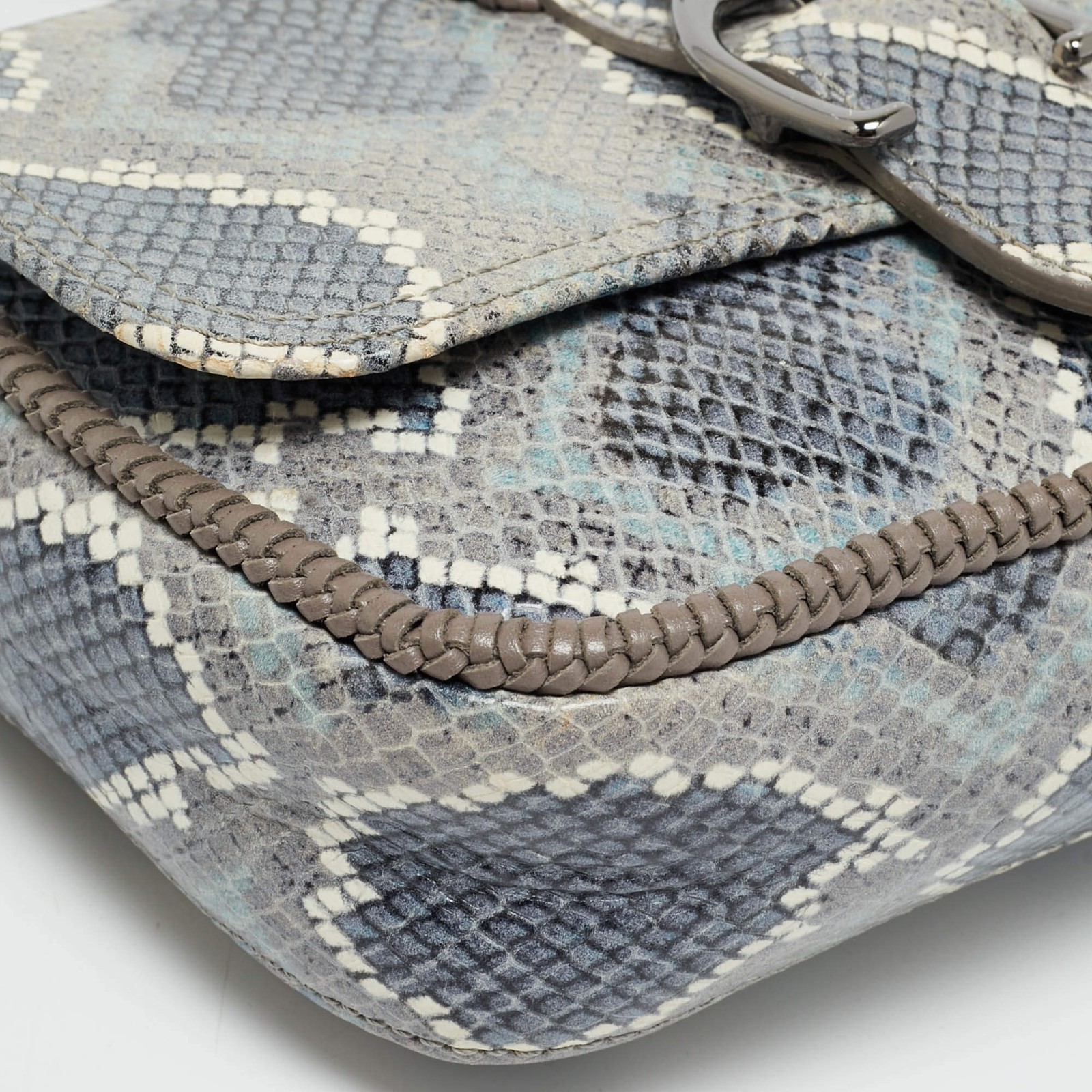 Longchamp Amazone Blue Python Embossed Leather Cr… - image 11