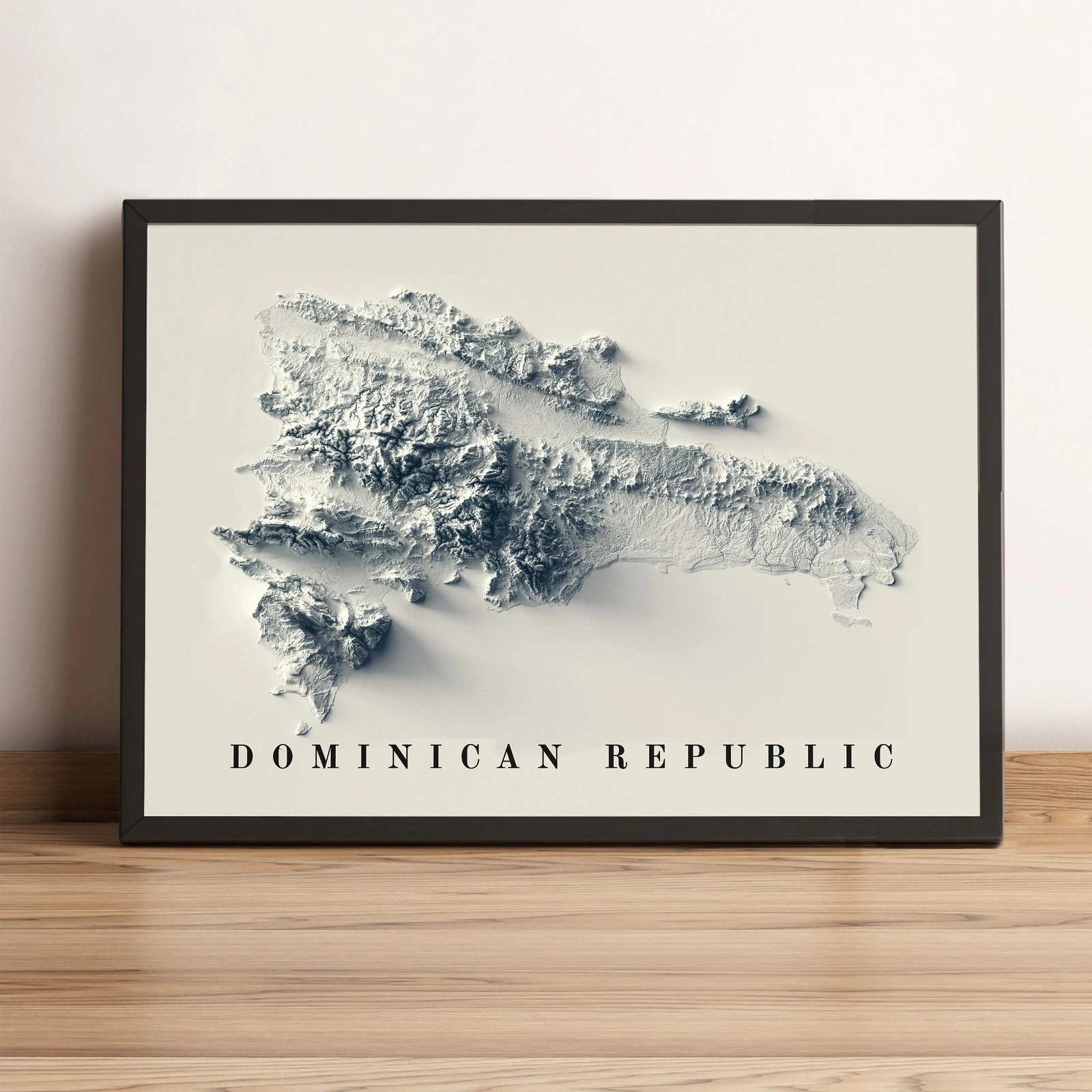 Dominican Republic Map, Dominican Republic 2D Relief Map - 2D Flat Print