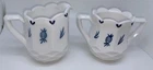 Vintage L E Smith Milk Glass Sugar & Creamer Set Blue Delft Style Thistles.