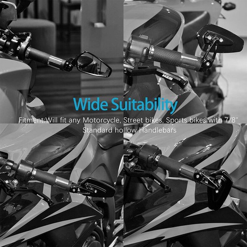 Motorcyle 7/8" Handle Bar End Mirrors For Suzuki gsx-s1000/750 sv650/750/1000 MT - Picture 3 of 9