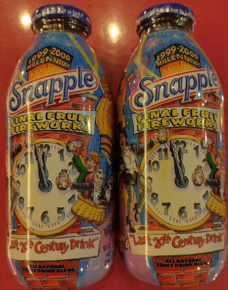 2 Snapple Final Fruit Fireworks 1999-2000 Millennium Drinks SEALED