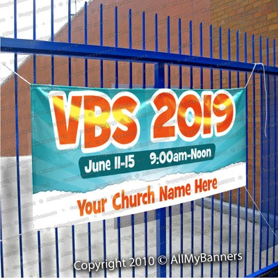 Vbs Vacation Bible School 2020 Custom Vinyl Banner Neutral Blue