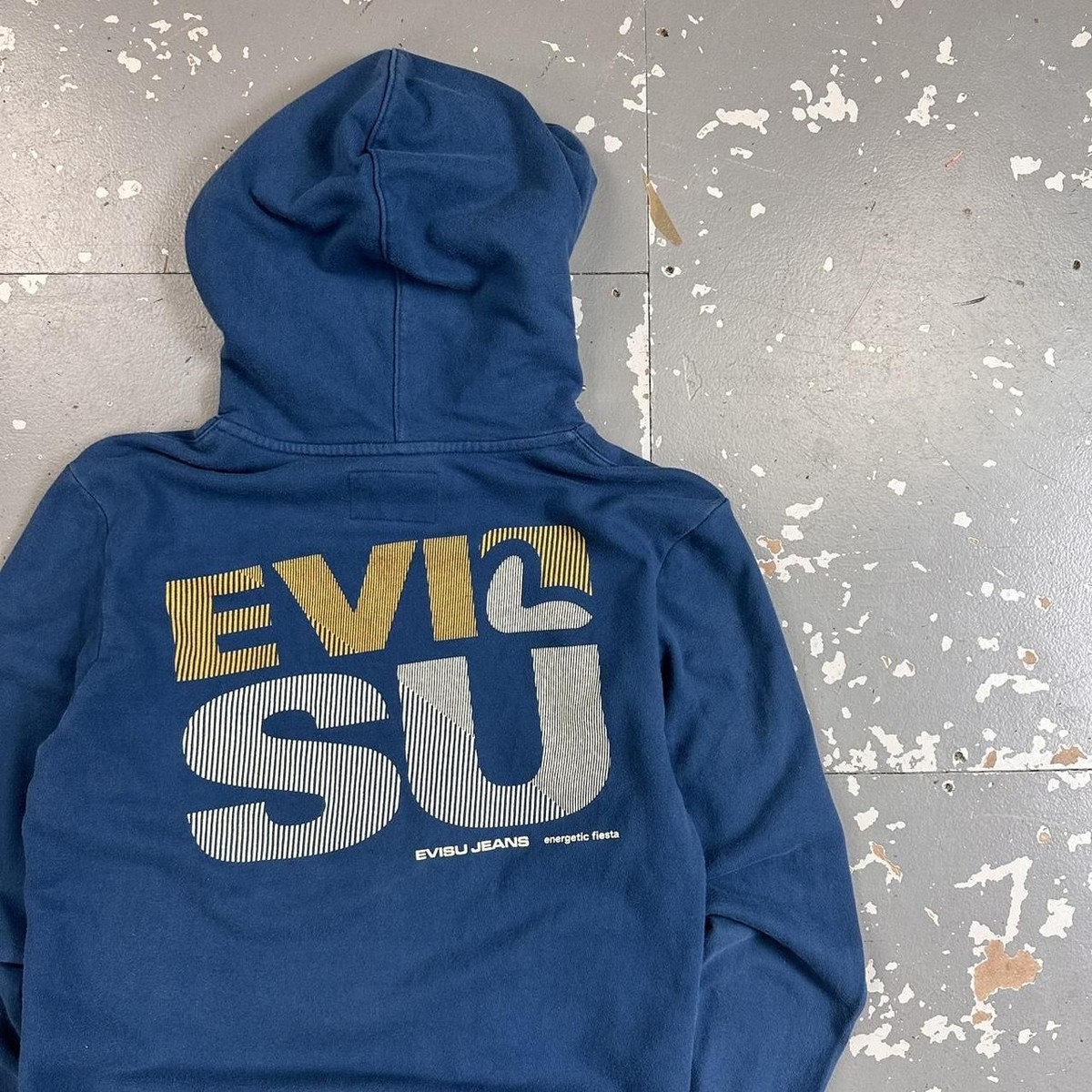Vintage 00s Evisu Spell Out Hoodie Blue Medium | eBay