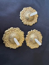 Vintage Solid Brass Belly Dancing Finger Cymbals Castanets Set of 3 Minsyria